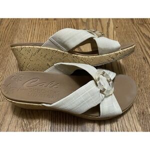Cali by Skechers Luxe Foam Women's Beige & Brown Sandal Wedges Size 9